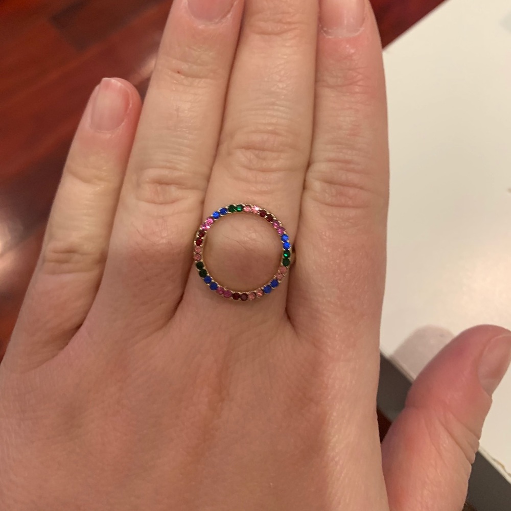Circle multi color gemstone ring